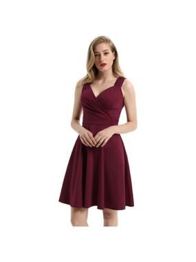GRACE KARIN Women's V Neck Party Dress Size XS Dark Wine